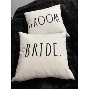 Rae Dunn BRIDE & GROOM pillows wedding throw marriage love